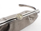 Giorgio Armani Pewter Leather Mini Evening Wristlet Bag