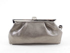 Giorgio Armani Pewter Leather Mini Evening Wristlet Bag