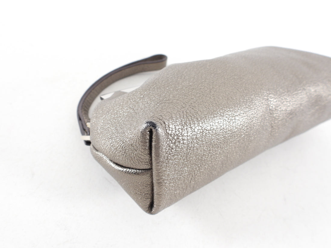 Giorgio Armani Pewter Leather Mini Evening Wristlet Bag