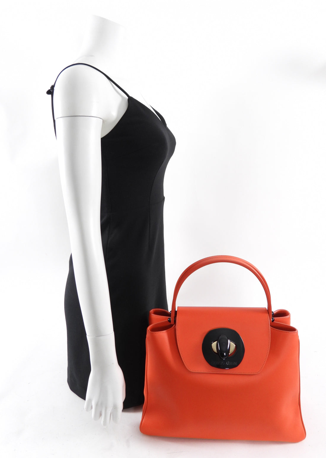 Giorgio Armani Red Leather Resin Clasp Tote Bag