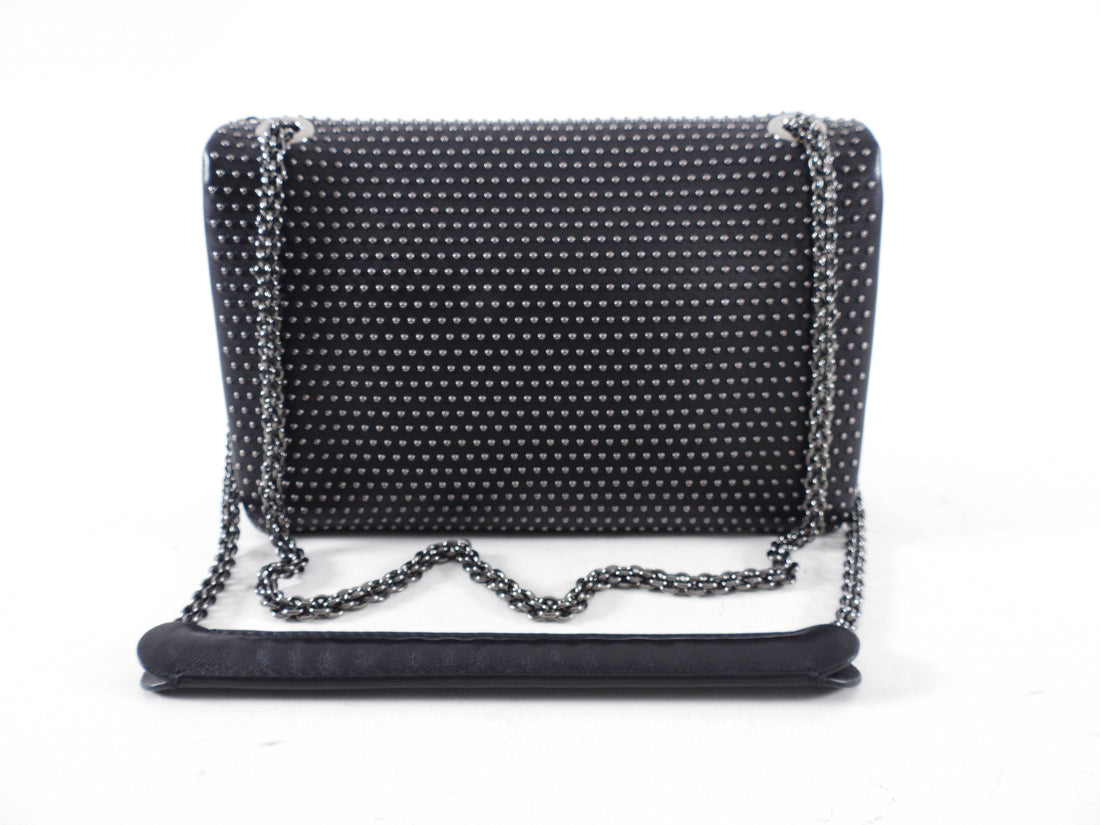 Giorgio Armani Black Studded Resin Clasp Chain Flap Bag