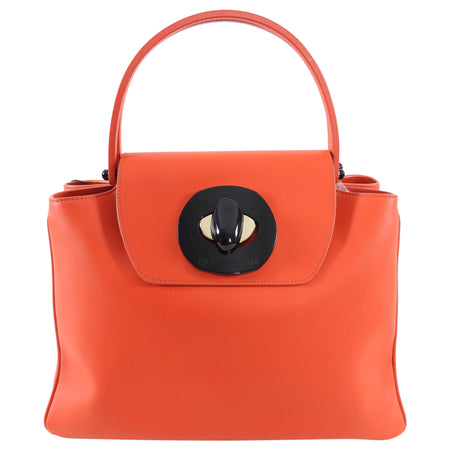 Giorgio Armani Red Leather Resin Clasp Tote Bag