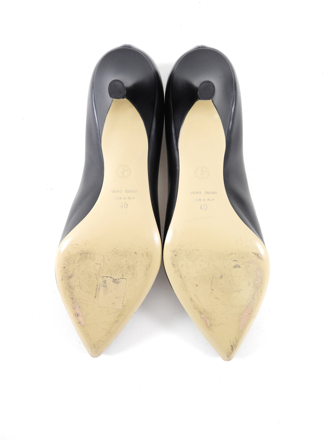 Giorgio Armano Black Leather V Neck Pumps - 40