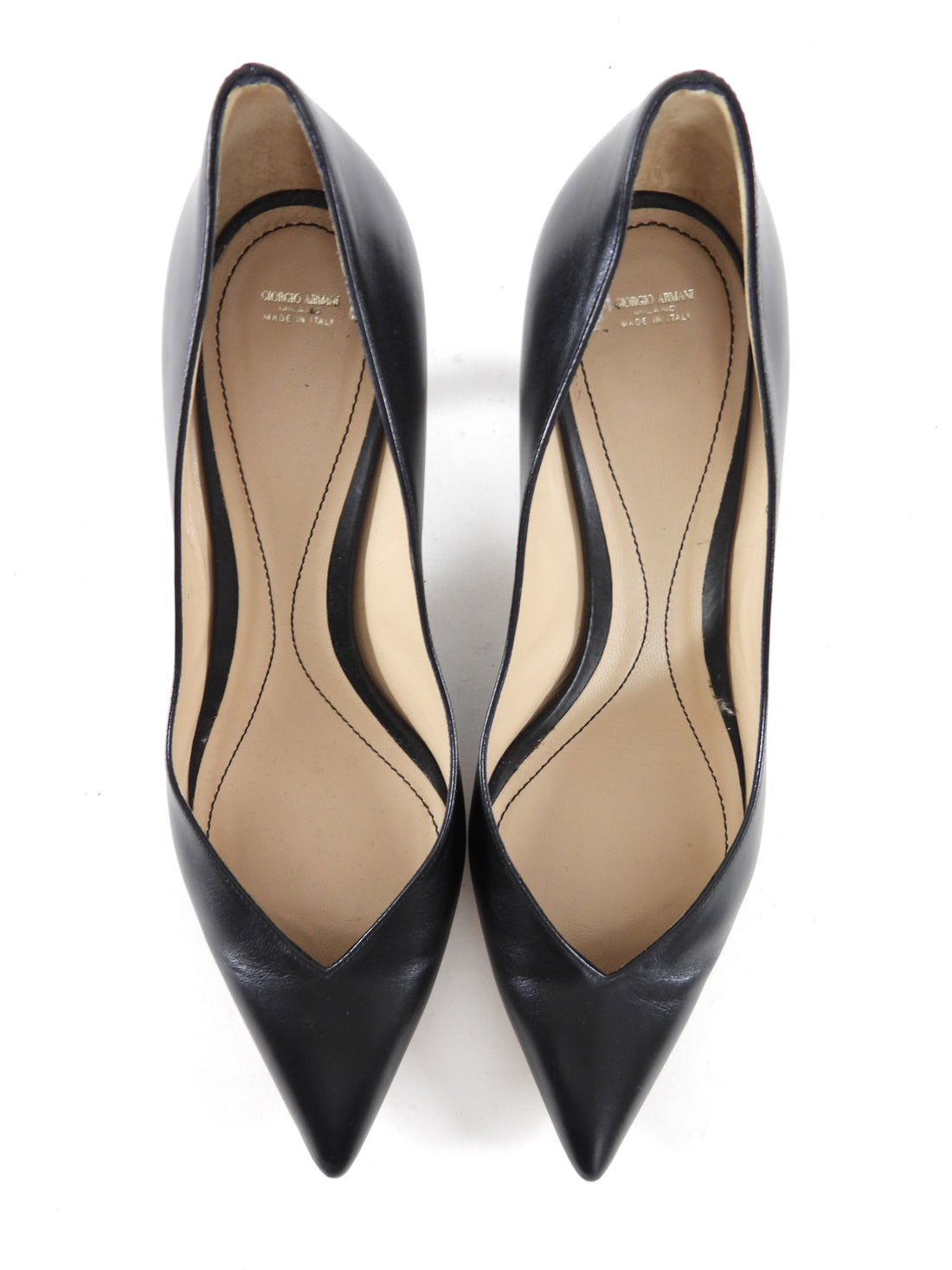 Giorgio Armano Black Leather V Neck Pumps - 40