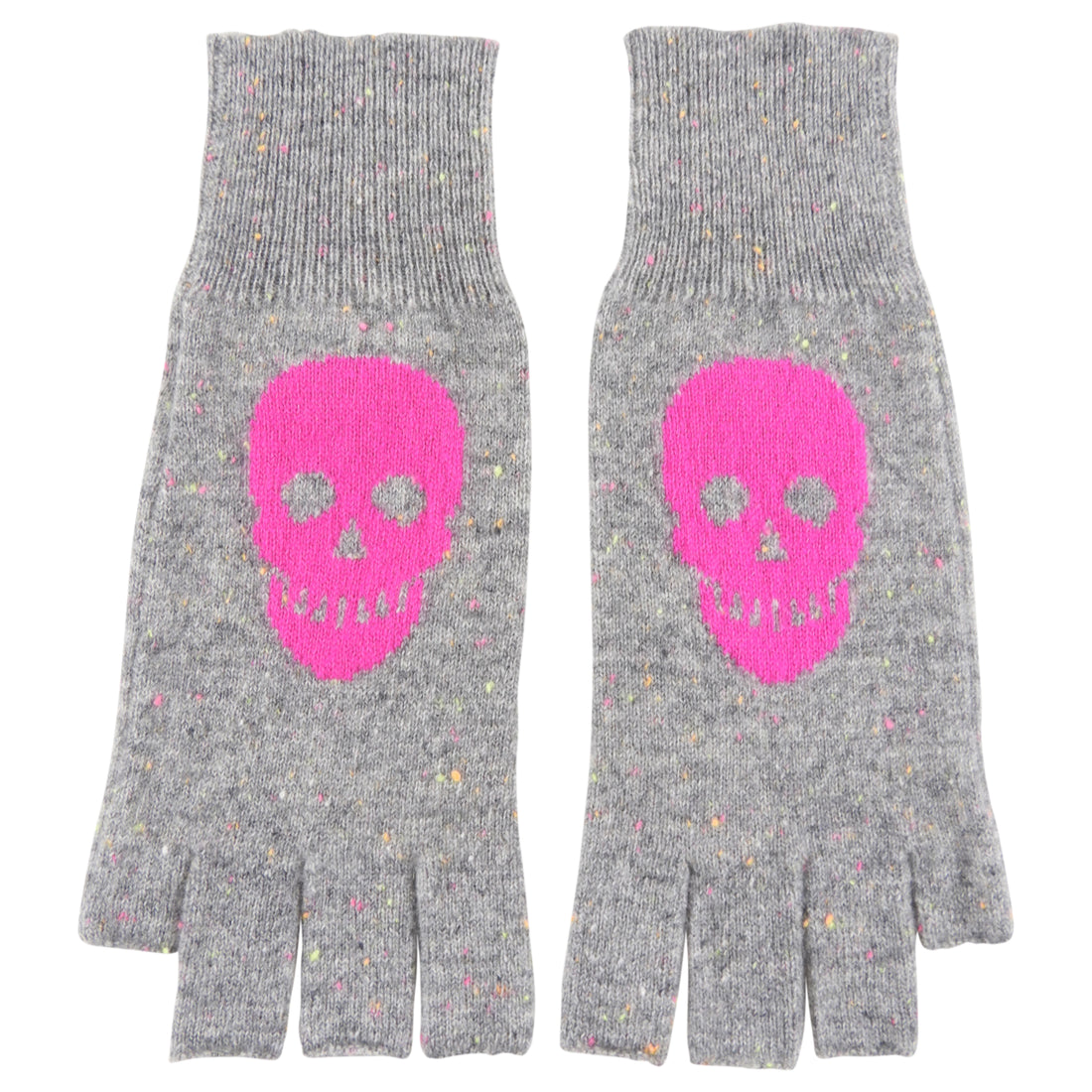 Autumn Cashmere Grey and Pink Skull Gloves