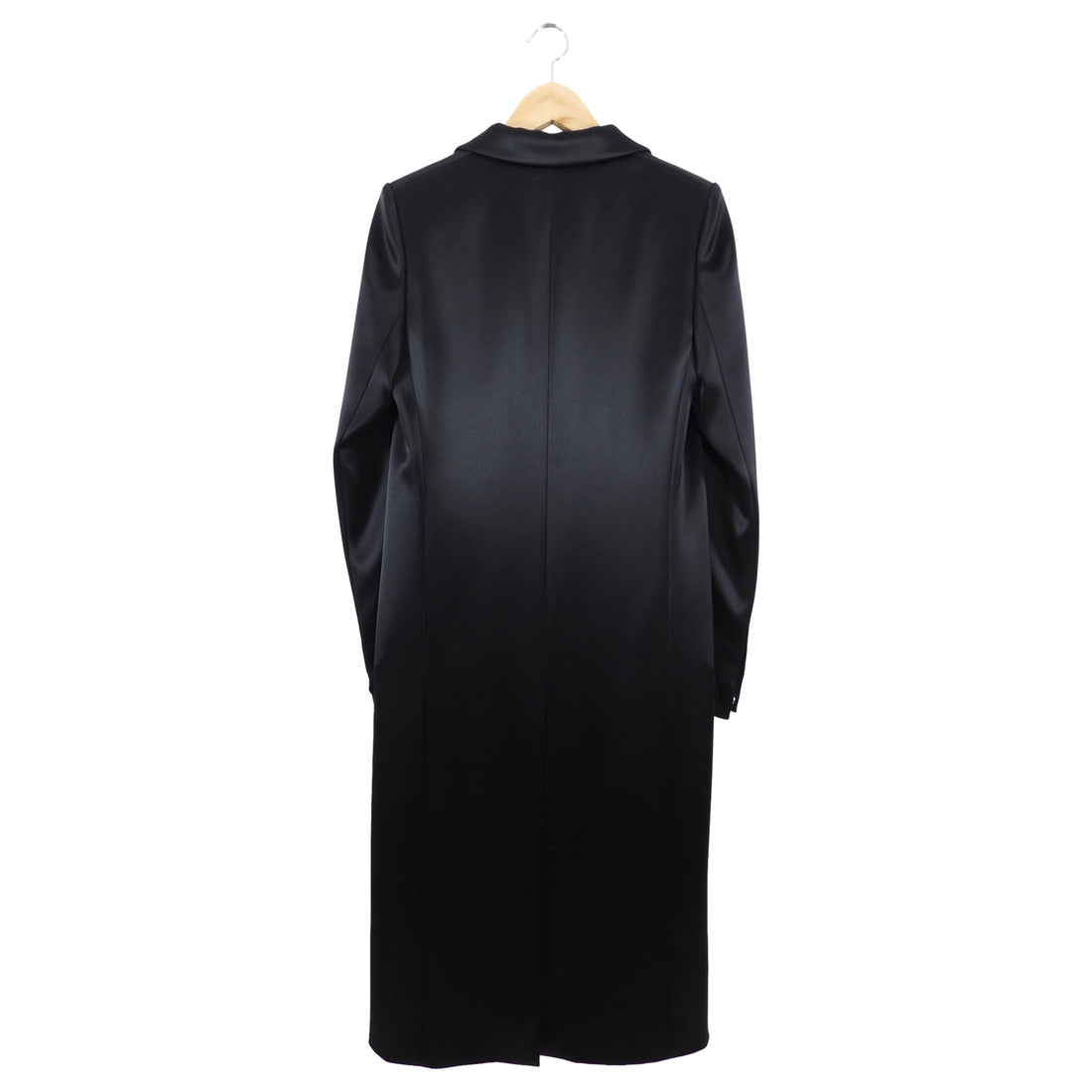 Anthony Vacarello Runway Black Satin Long Evening Coat - 2