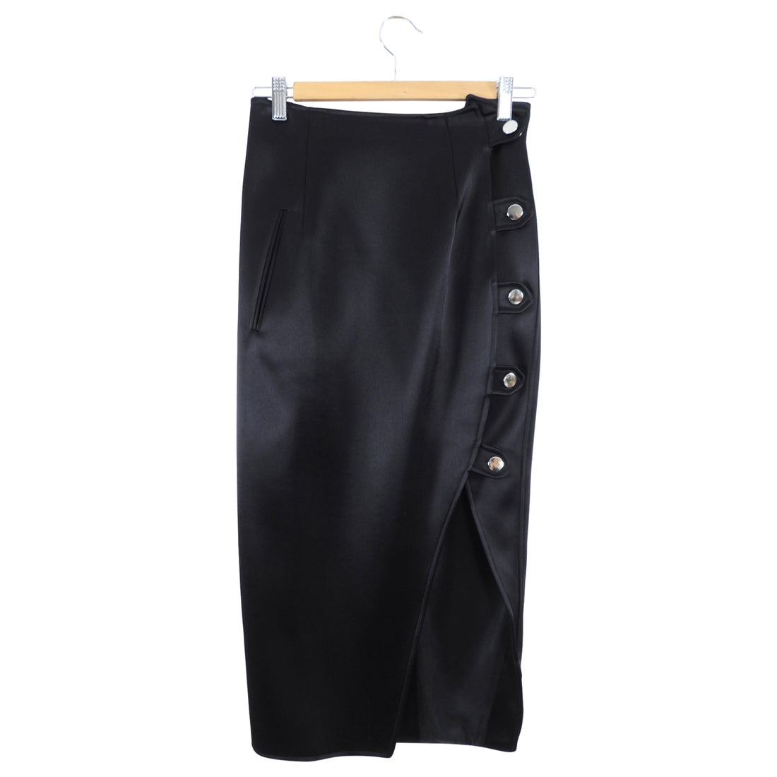 Anthony Vacarello Satin High Slit Midi Pencil Skirt - XS / 0 / 2