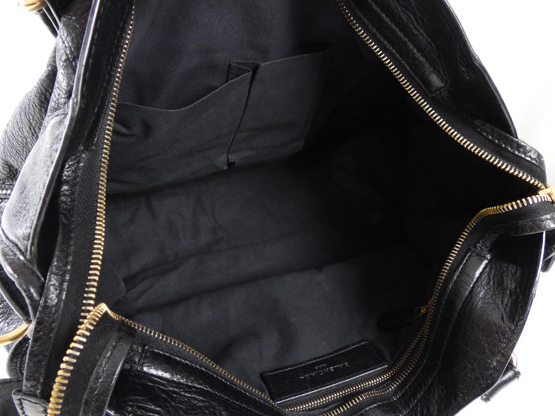Balenciaga Black AW2014 Arena Lambskin Leather Medium Classic City Moto Bag