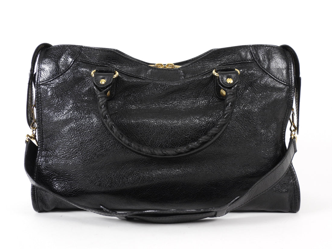 Balenciaga Black AW2014 Arena Lambskin Leather Medium Classic City Moto Bag