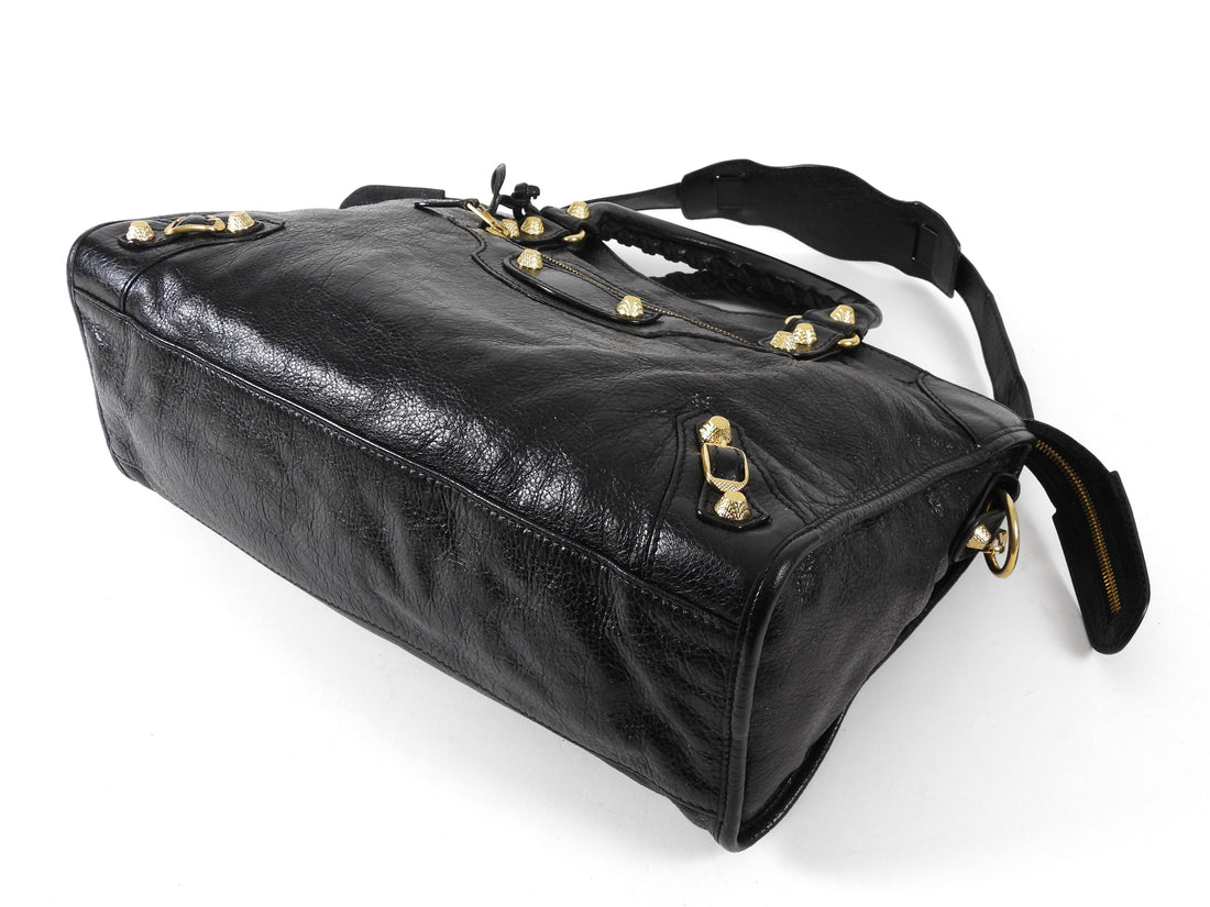 Balenciaga Black AW2014 Arena Lambskin Leather Medium Classic City Moto Bag