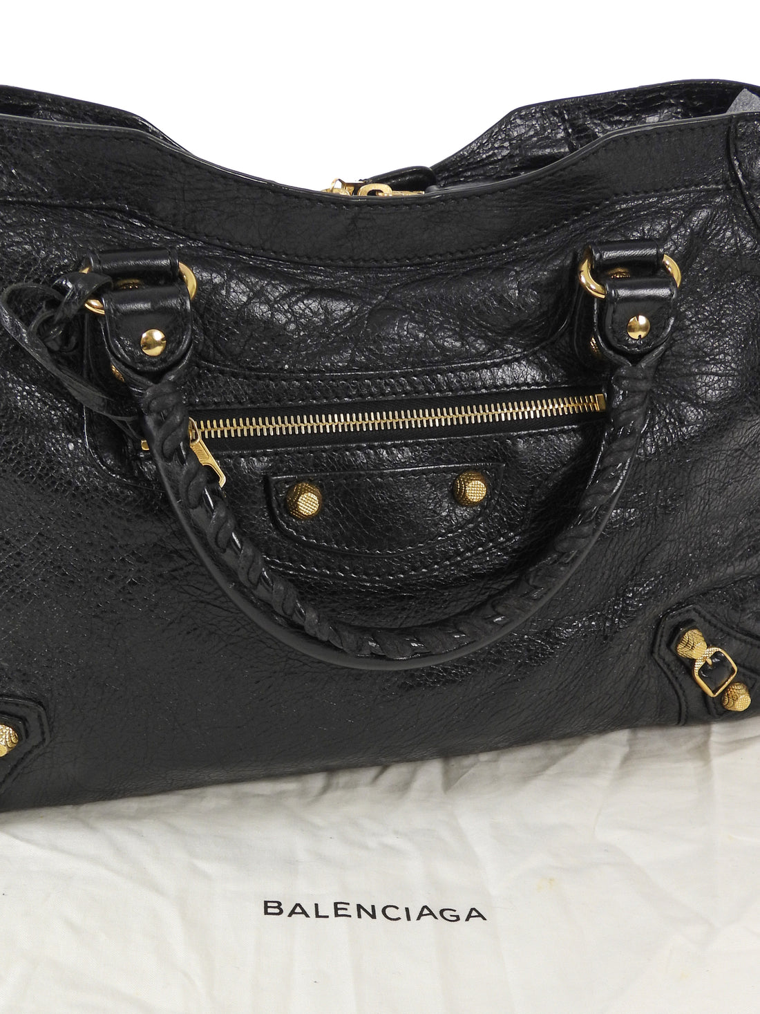 Balenciaga Black AW2014 Arena Lambskin Leather Medium Classic City Moto Bag