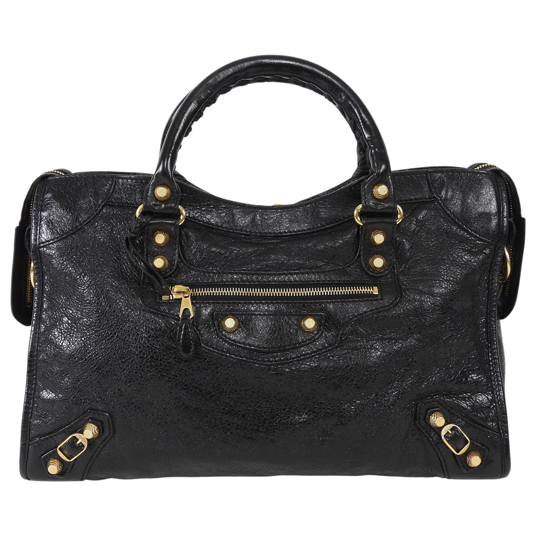 Balenciaga Black AW2014 Arena Lambskin Leather Medium Classic City Moto Bag