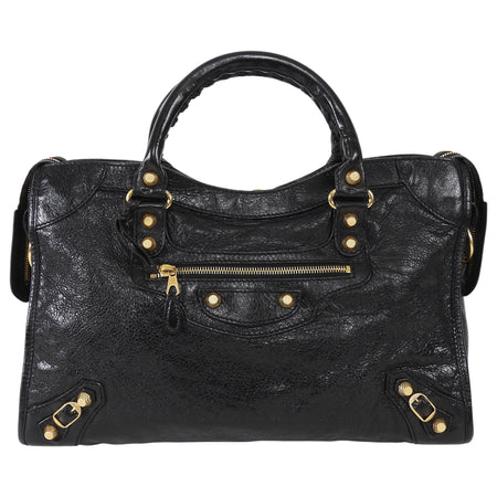 Balenciaga Black AW2014 Arena Lambskin Leather Medium Classic City Moto Bag