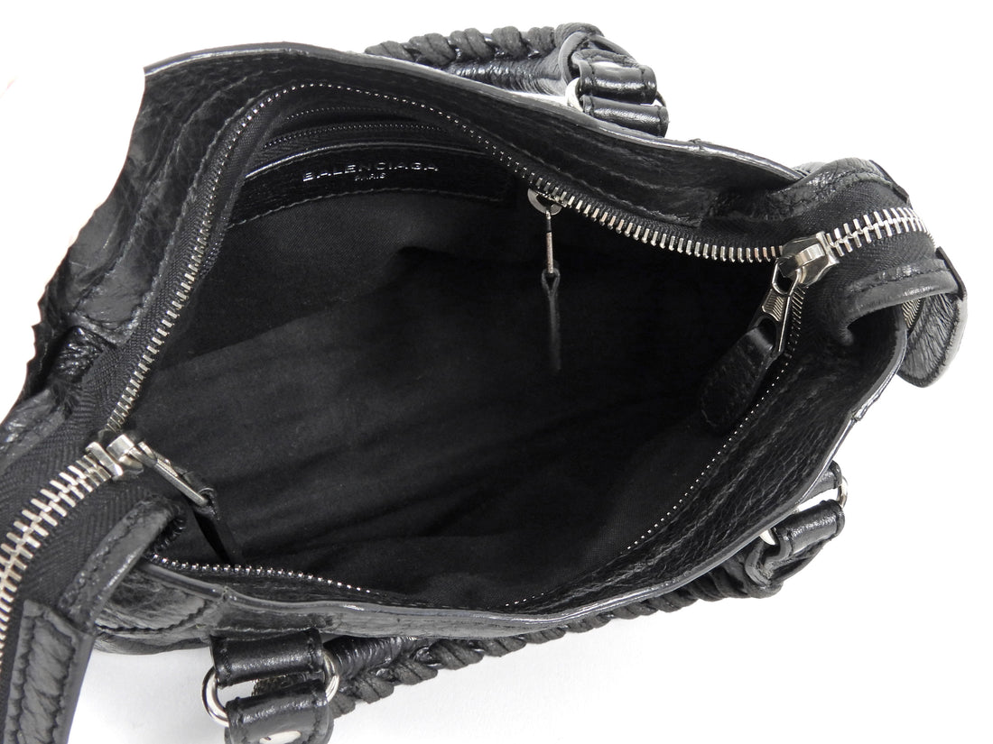 Balenciaga Black Leather Mini Motocross City Two Way Bag