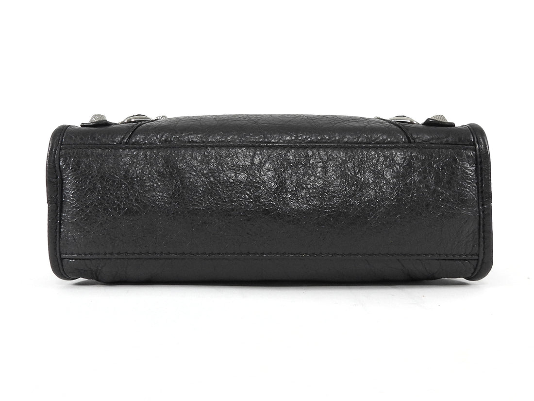 Balenciaga Black Leather Mini Motocross City Two Way Bag