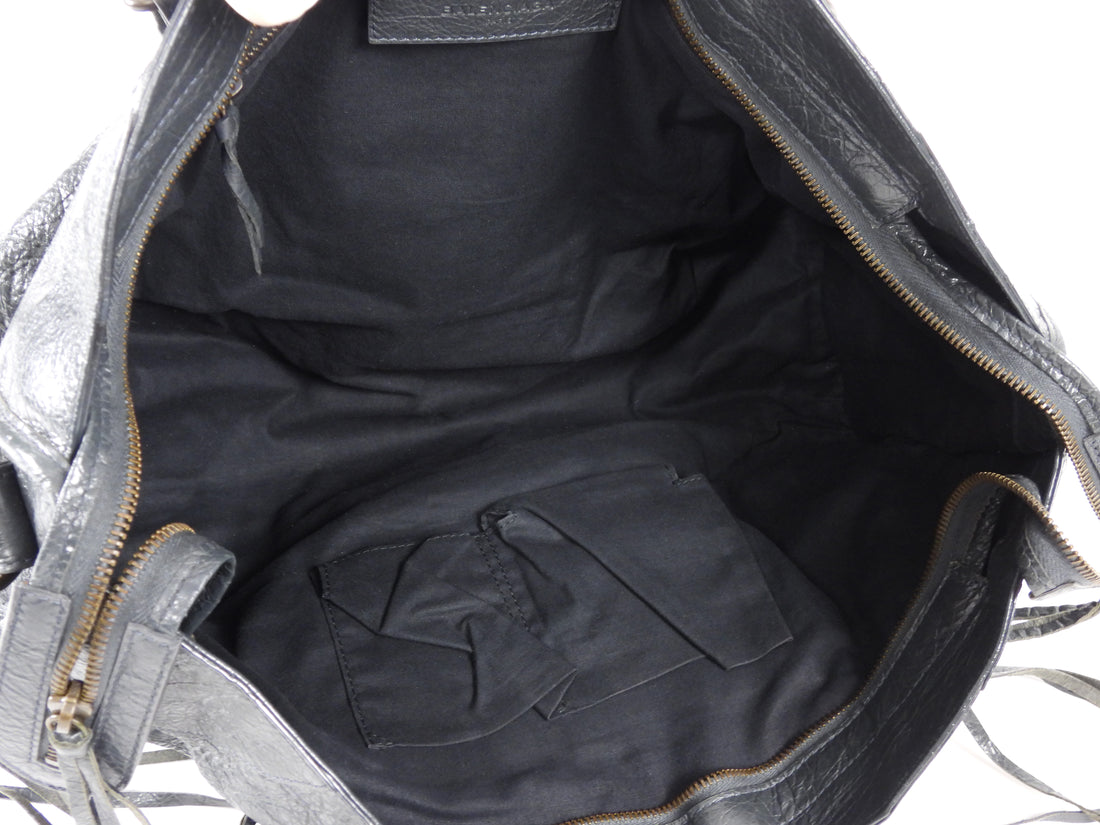 Balenciaga Grey Vintage SS 2013 Lambskin Leather Moto Twiggy Bag