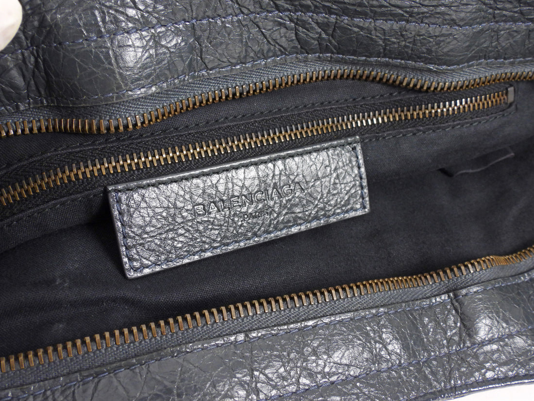 Balenciaga Grey Vintage SS 2013 Lambskin Leather Moto Twiggy Bag
