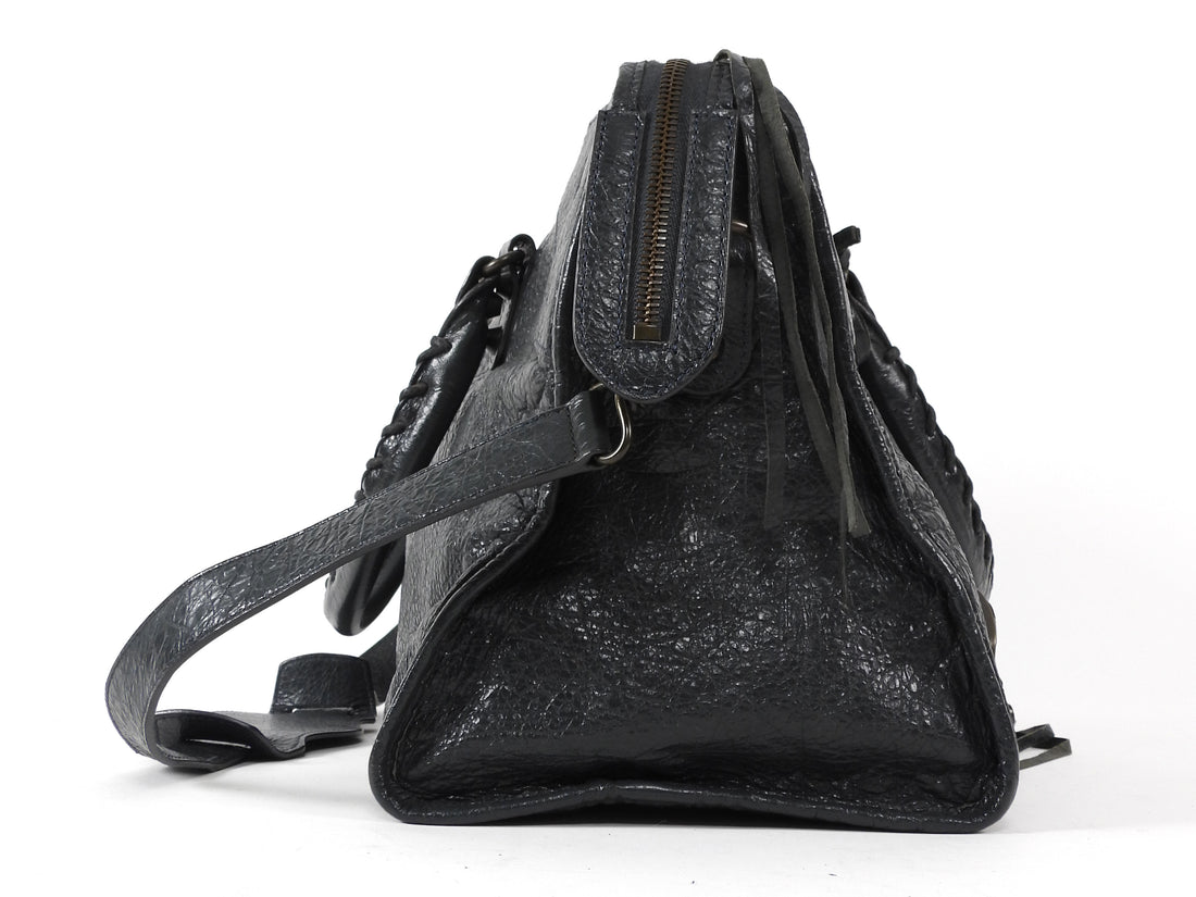 Balenciaga Grey Vintage SS 2013 Lambskin Leather Moto Twiggy Bag