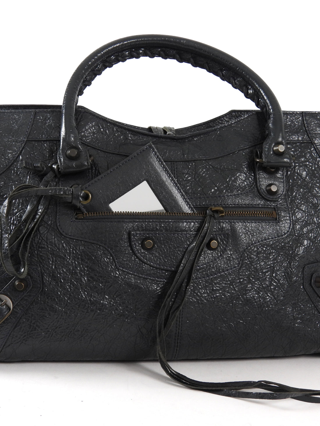 Balenciaga Grey Vintage SS 2013 Lambskin Leather Moto Twiggy Bag