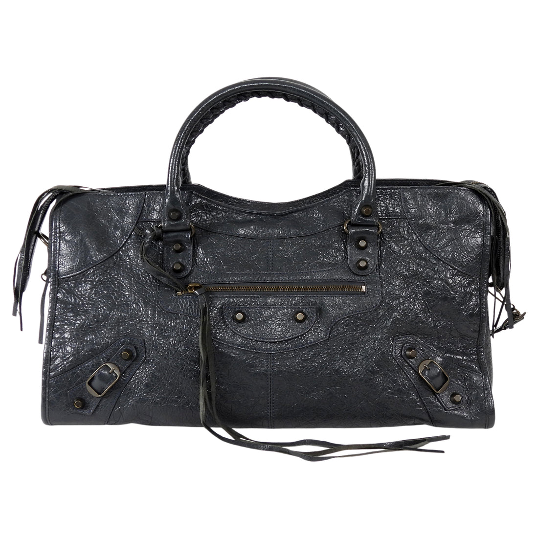 Balenciaga Grey Vintage SS 2013 Lambskin Leather Moto Twiggy Bag