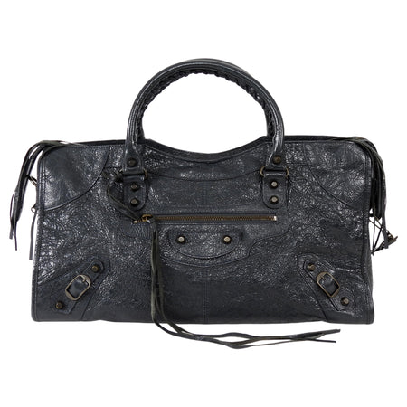 Balenciaga Grey Vintage SS 2013 Lambskin Leather Moto Twiggy Bag