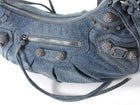 Balenciaga Blue Cagole Denim Crystal Small Bag