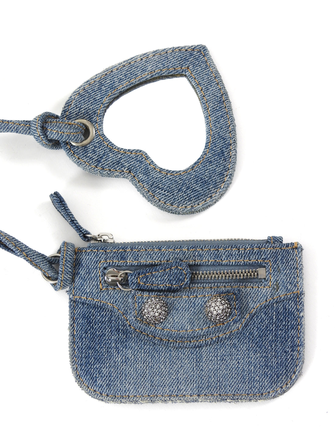 Balenciaga Blue Cagole Denim Crystal Small Bag
