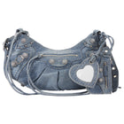 Balenciaga Blue Cagole Denim Crystal Small Bag