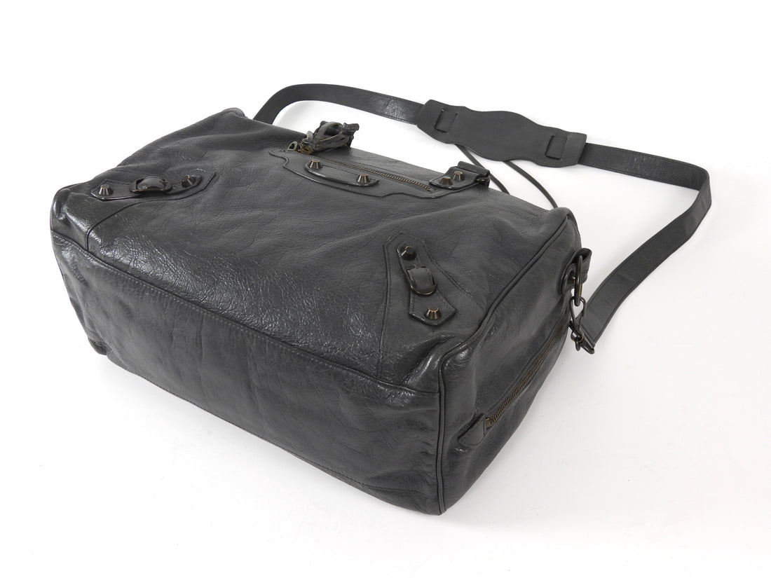 Balenciaga Charcoal Grey SS2014 Work Arena Lambskin Leather Bag