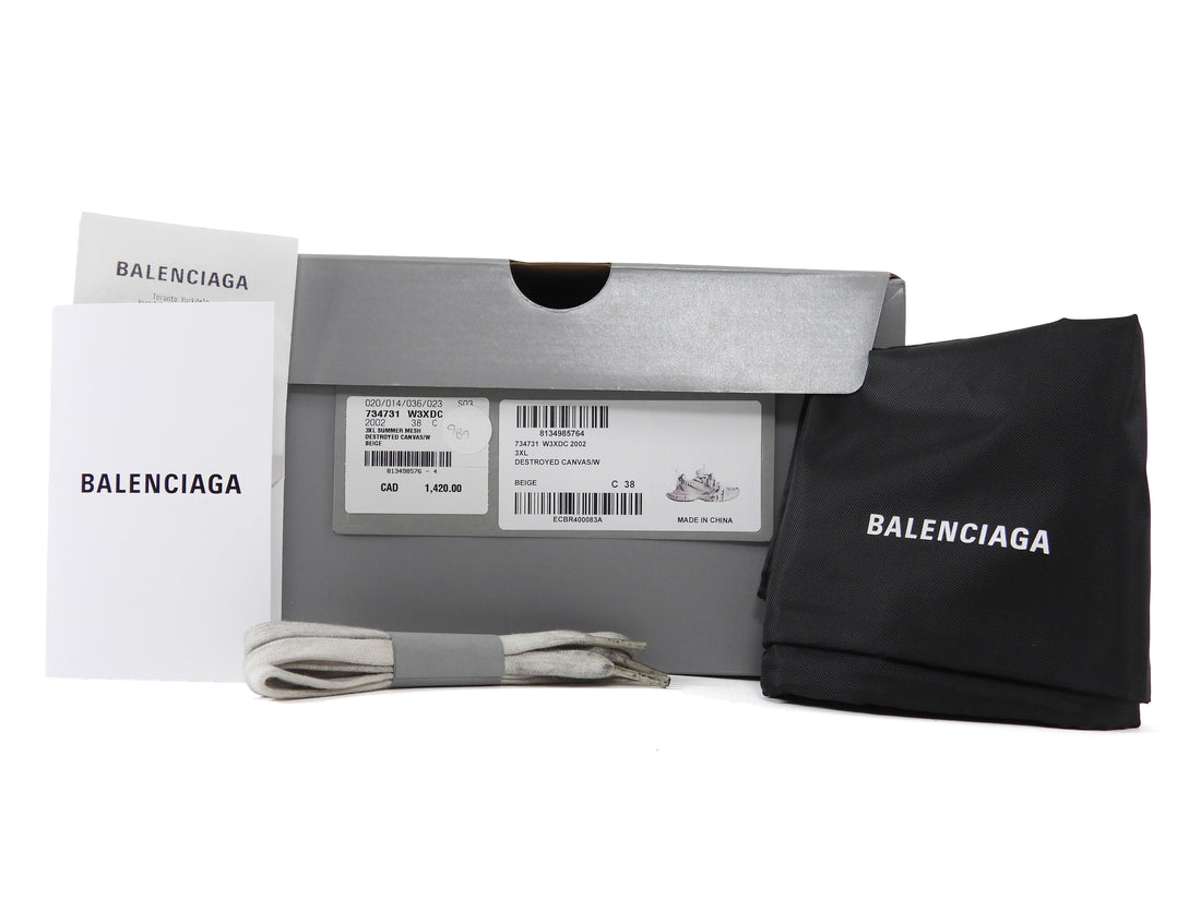 Balenciaga Beige Summer Mesh Destroyed Canvas 3XL Sneakers - 38