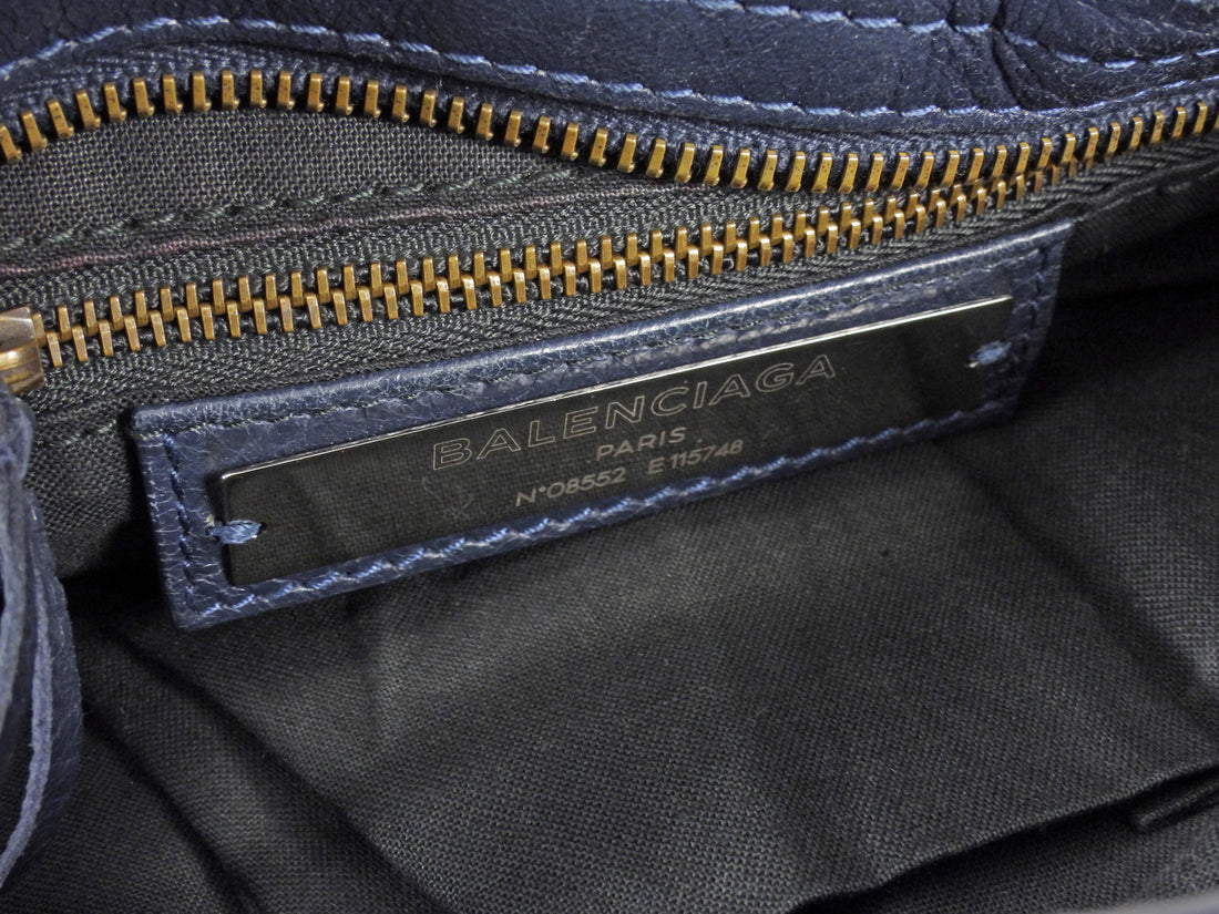 Balenciaga Midnight Navy AW2015 Arena Lambskin Leather Medium Classic City Moto Bag