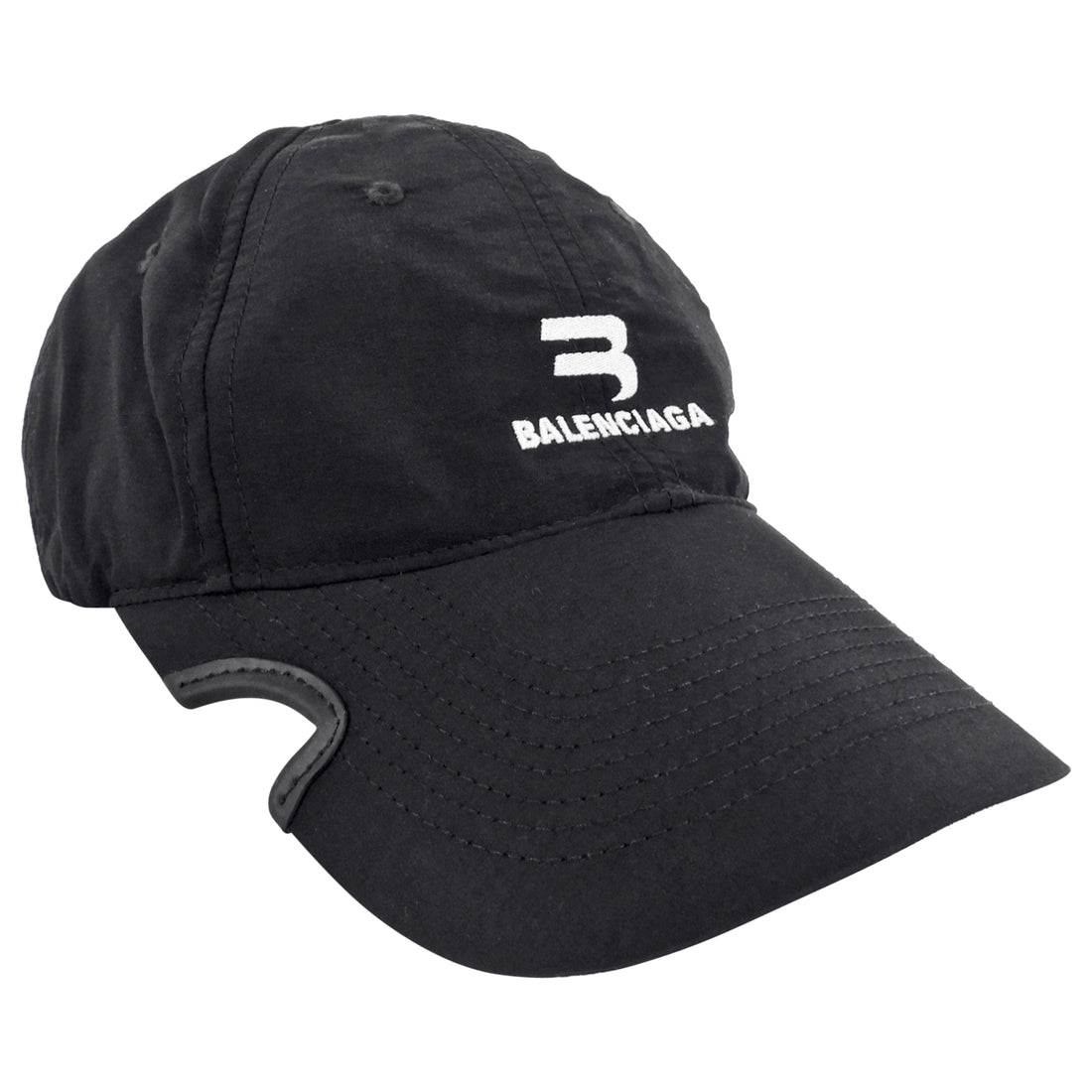 Balenciaga Black Logo Notched Tracksuit Baseball Cap - S