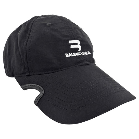 Balenciaga Black Logo Notched Tracksuit Baseball Cap - S
