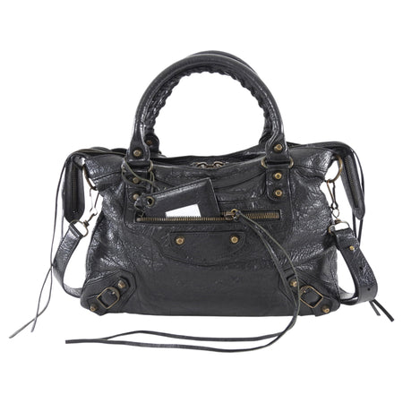 Balenciaga Black Lambskin Leather Classic Motocross First Bag