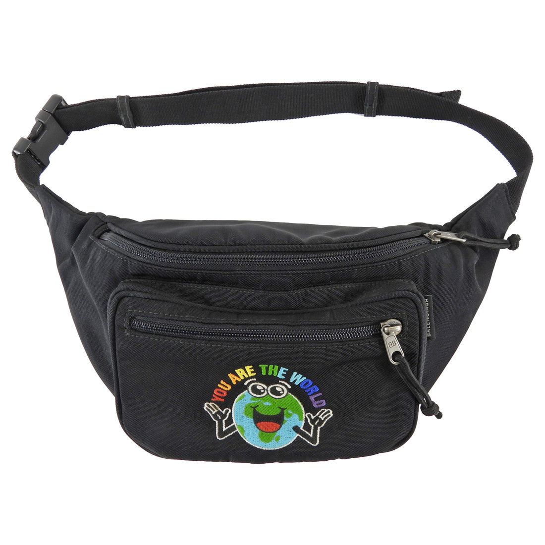 Balenciaga Black Textile "We are the World" Fanny Pouch Bag