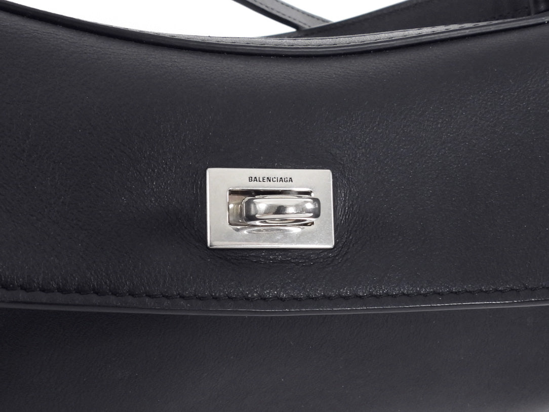 Balenciaga Small Black Leather Rodeo Two-Way Tote Bag