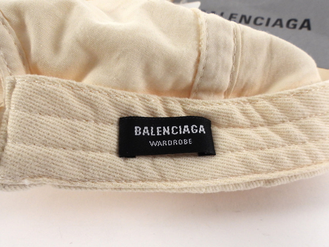Balenciaga Wardrobe Cream Logo Baseball Cap - L