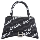 Balenciaga  Black BB Monogram Logo All Over Hourglass XS Bag