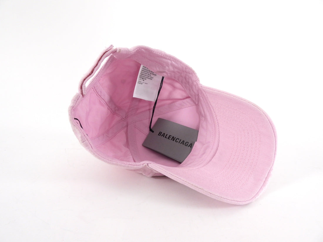 Balenciaga Pink Distressed Double Logo Baseball Cap - L