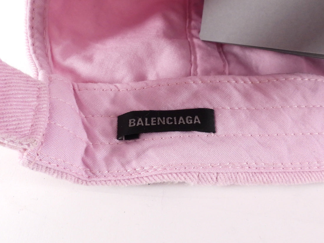 Balenciaga Pink Distressed Double Logo Baseball Cap - L