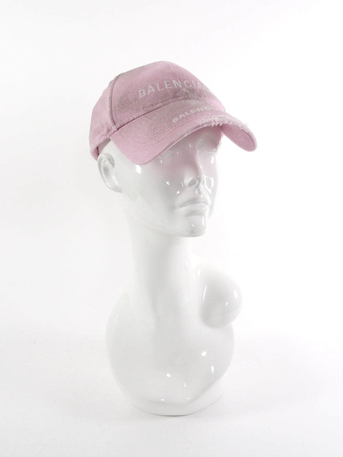 Balenciaga Pink Distressed Double Logo Baseball Cap - L