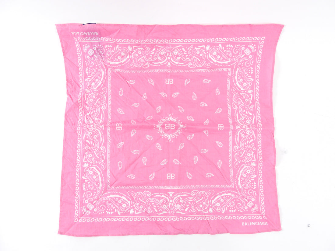 Balenciaga Pink Cotton BB Logo Classic Bandana