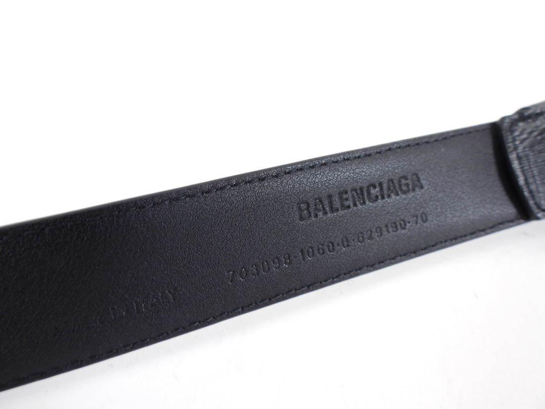 Balenciga Black BB Monogram Leather Belt - 70 (25.5-29.5")