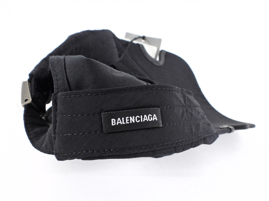 Balenciaga Black Logo Notched Tracksuit Baseball Cap - S