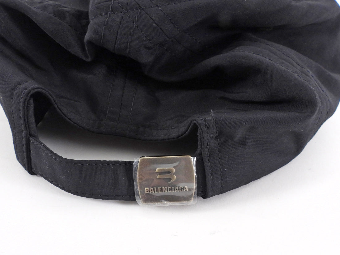 Balenciaga Black Logo Notched Tracksuit Baseball Cap - S