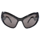 Balenciaga Black Acetate Cat Eye Wave Arm Logo Sunglasses