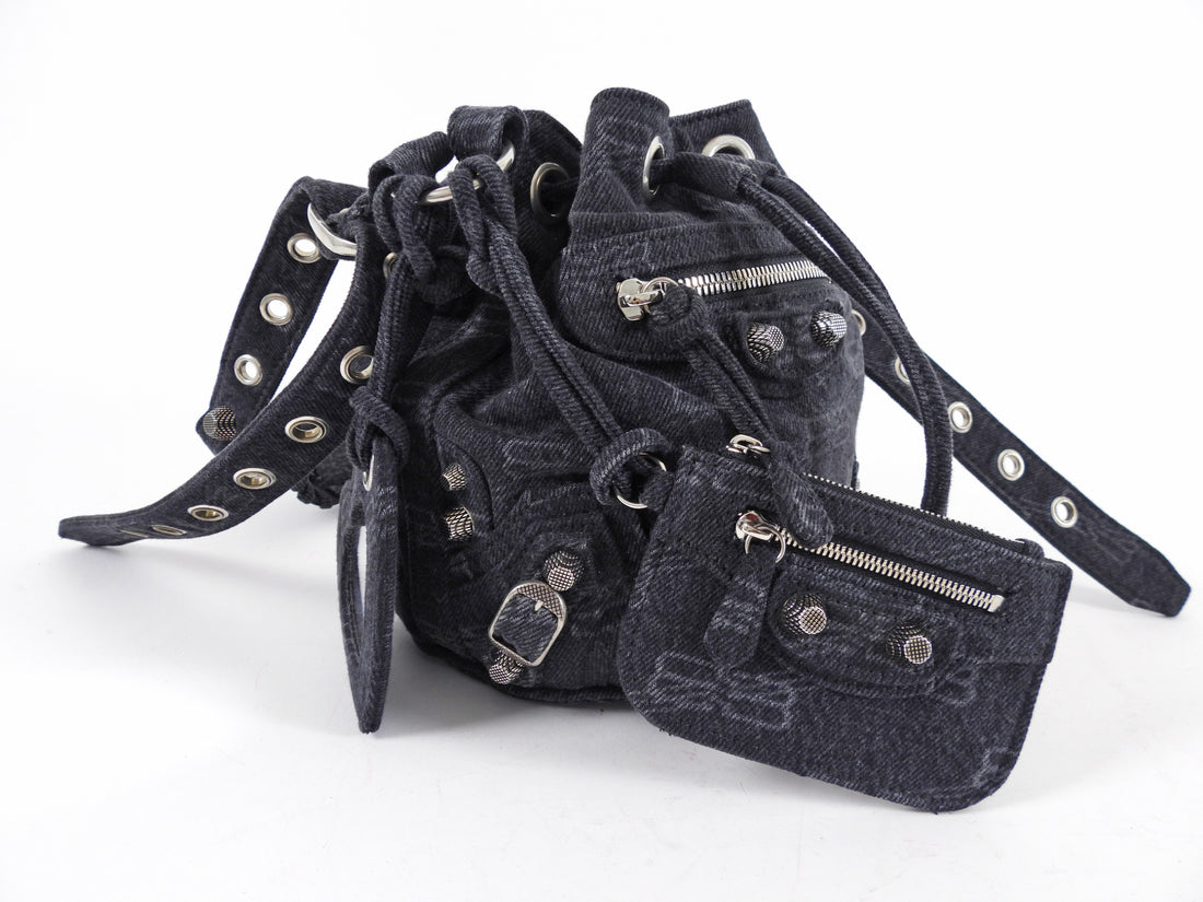 Balenciaga Le Cagole Black Denim XS Bucket Bag