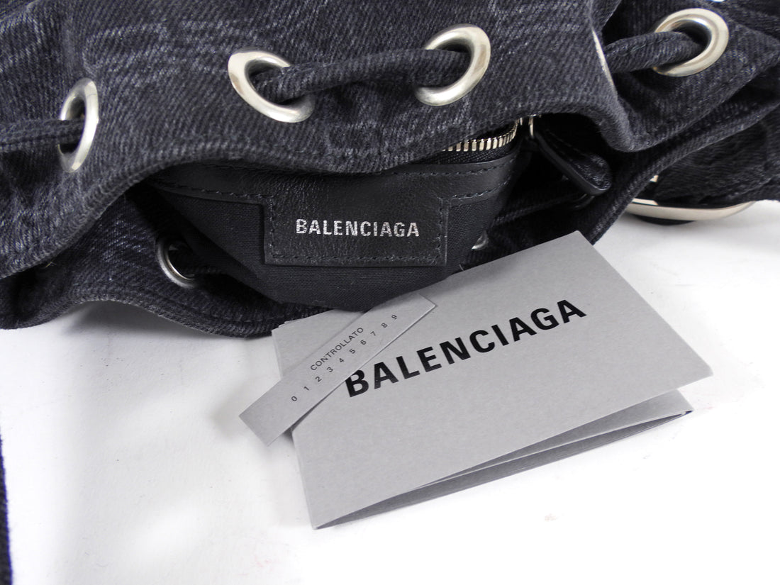 Balenciaga Le Cagole Black Denim XS Bucket Bag