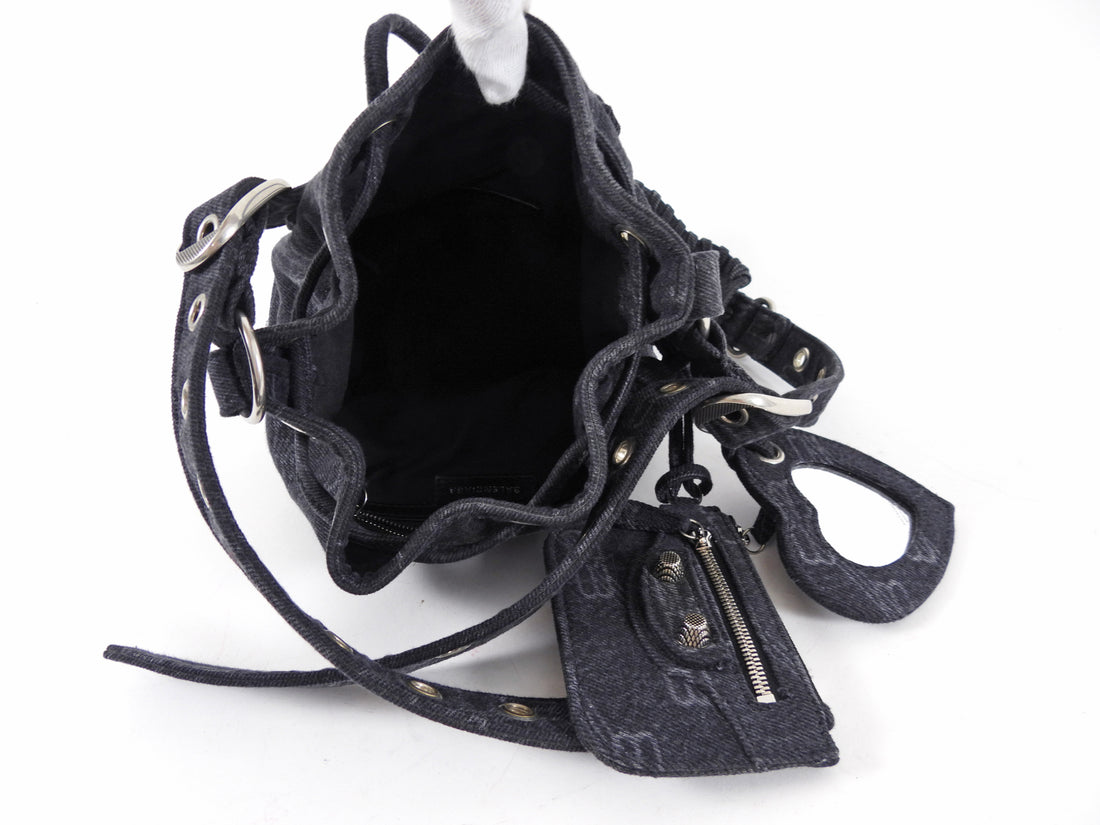 Balenciaga Le Cagole Black Denim XS Bucket Bag