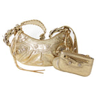 Balenciaga Cagole Gold Metallic Leather Giant Studs Strass Crystal Bag